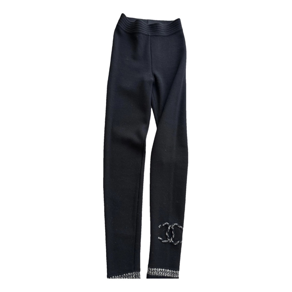 CHANEL Black Leggings with Logo Detail
